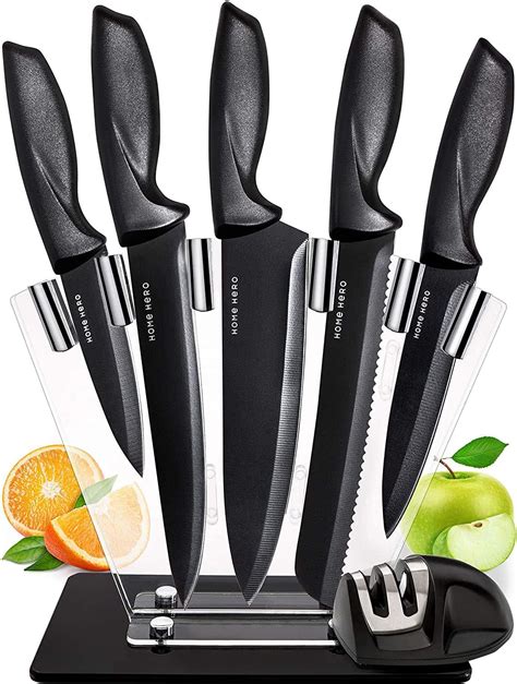 amazon knife block set|professional knife sets with block.